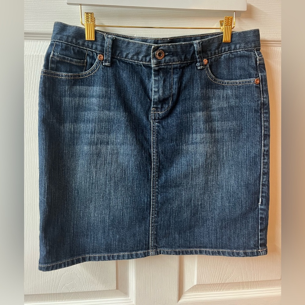 New York & Company Dark Blue Denim Mini Skirt